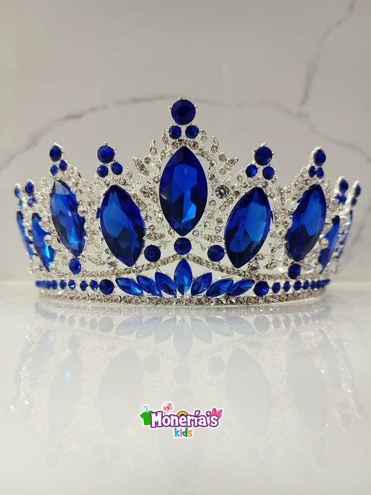 Tiara azul con plateado