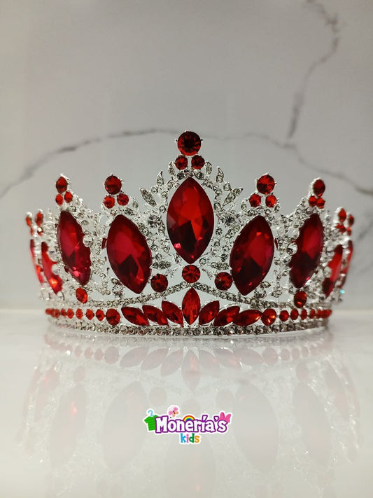 Tiara roja con plateado