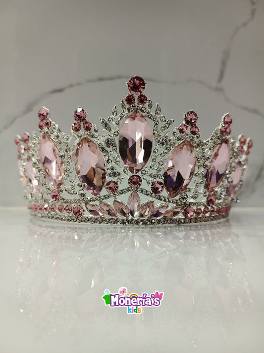 Tiara plateada con rosa