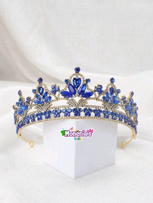 Tiara dorada con azul